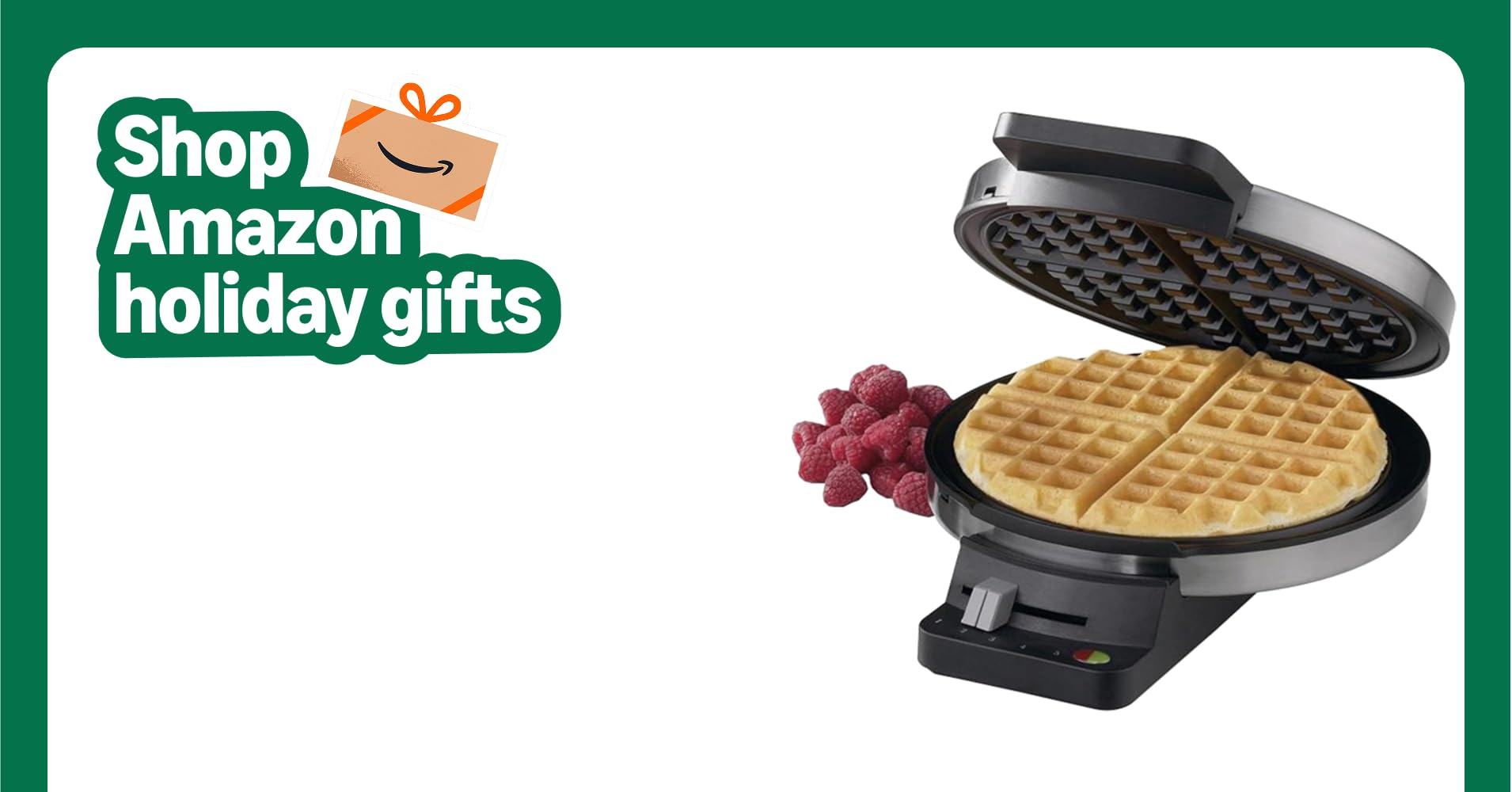 Cuisinart Round Classic Waffle Maker with steam coming off a finished waffle