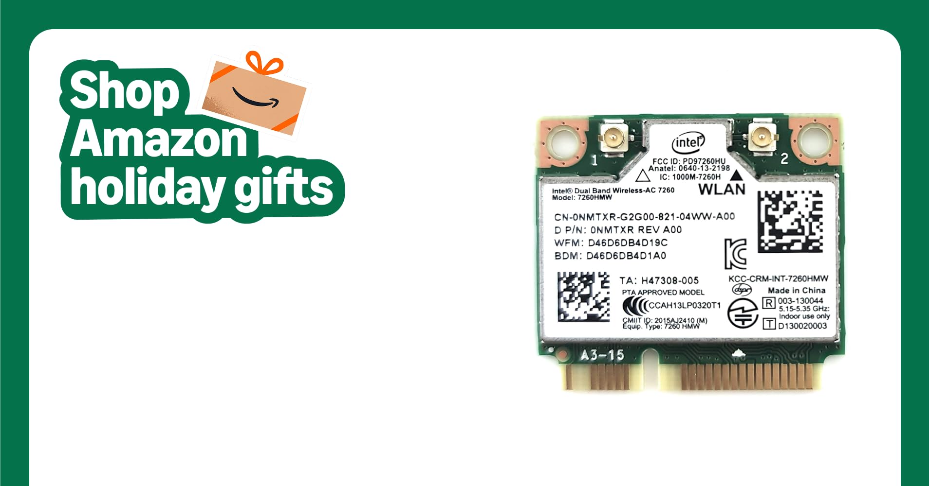 Intel 7260.HMW Dual Band Wireless-AC 7260 Network Adapter PCI Express Half Mini Card 802.11 b/a/g/n/ac