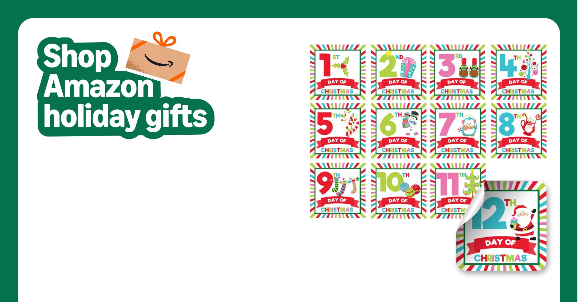 amazon-com-12-days-of-christmas-countdown-12-gift-tag-stickers-2-5-square-labels-for-holiday-packaging-advent-calendar-gifts-cute-festive-design-made-in-usa-by-amanda-creation-home-kitchen for 12 Days Of Christmas Printable Tags Free Amazon.com: 12 Days of Christmas Countdown 12 Gift Tag Stickers 2.5