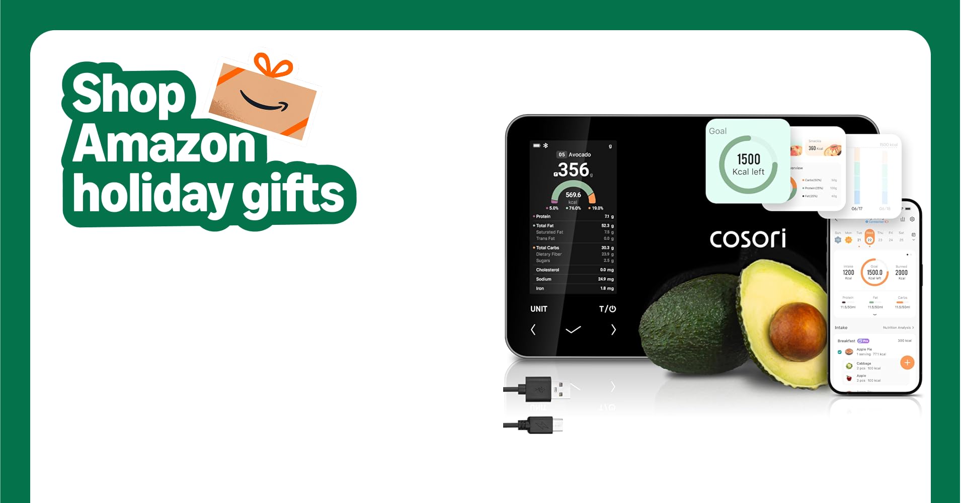 Cosori Smart Food Kitchen Scale with Nutritional Calculator, Free App for AI Scan, Calorie & Macro Tracking, Food Preload, On-Screen Nutrient Info, Personal Goals, Rechargeable, 11 lb / 5 kg Cosori Smart Food Kitchen Scale with Nutritional Calculator, Free App for AI Scan, Calorie & Macro Tracking, Food Preload, On-Screen Nutrient Info, Personal Goals, Rechargeable, 11 lb / 5 kg