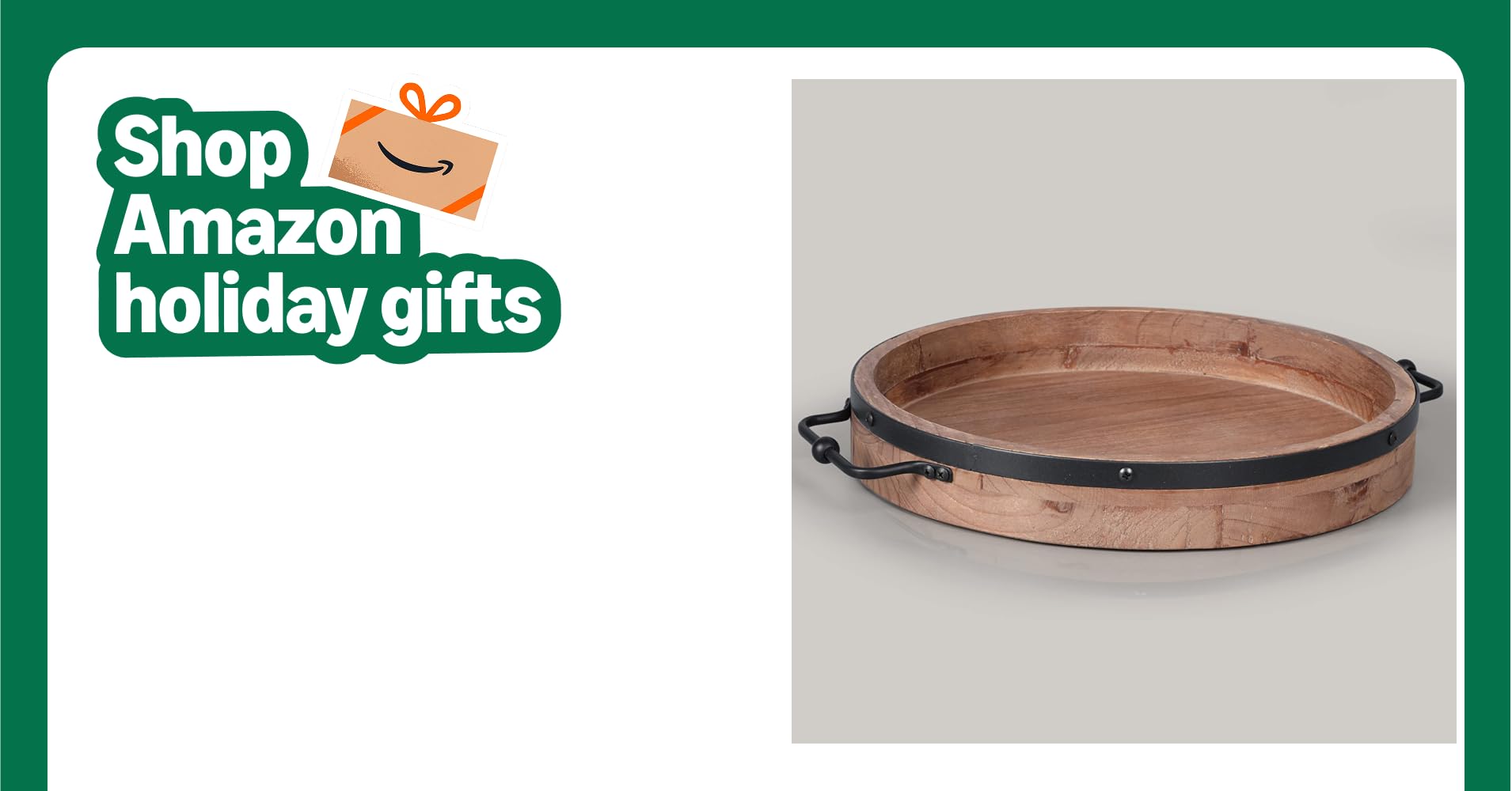 Overhead view of wooden tray with rope handles showing grain detail