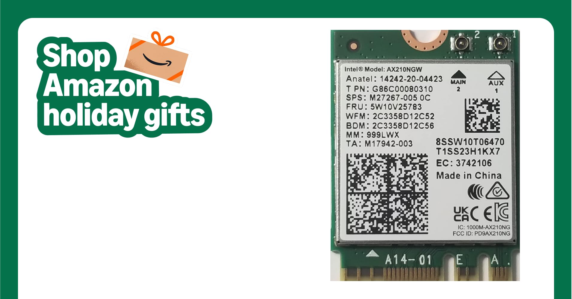 Intel AX210.NGWG with vPro, Bluetooth 5.2 Wireless Network Adapter Card Wi-Fi 6E Intel AX210.NGWG with vPro, Bluetooth 5.2 Wireless Network Adapter Card Wi-Fi 6E