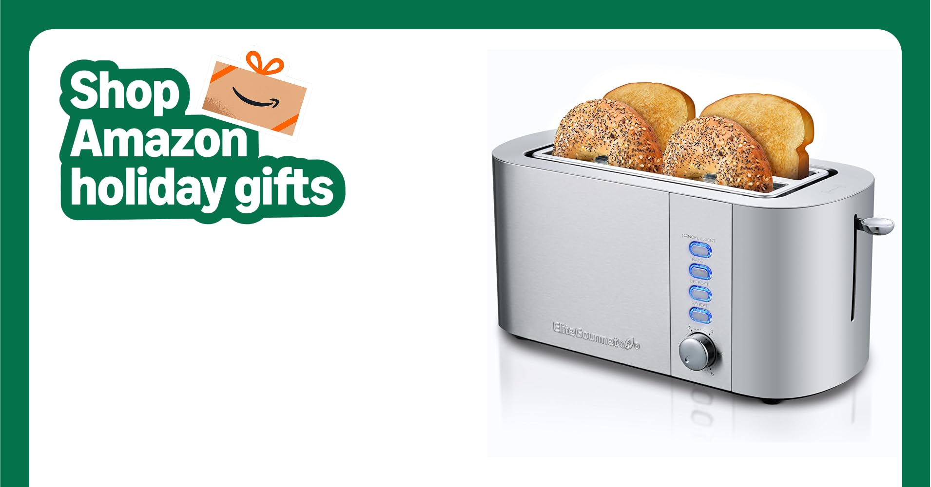 Elite Gourmet ECT4123 Long Slot 4 Slice Toaster, Extra Wide 1.5" and 5.1" Deep Slots, Bagel, Defrost & Cancel Functions, 6 Toast Shade Settings, Fits Bagels, Waffles, Artisan Breads, Stainless Steel