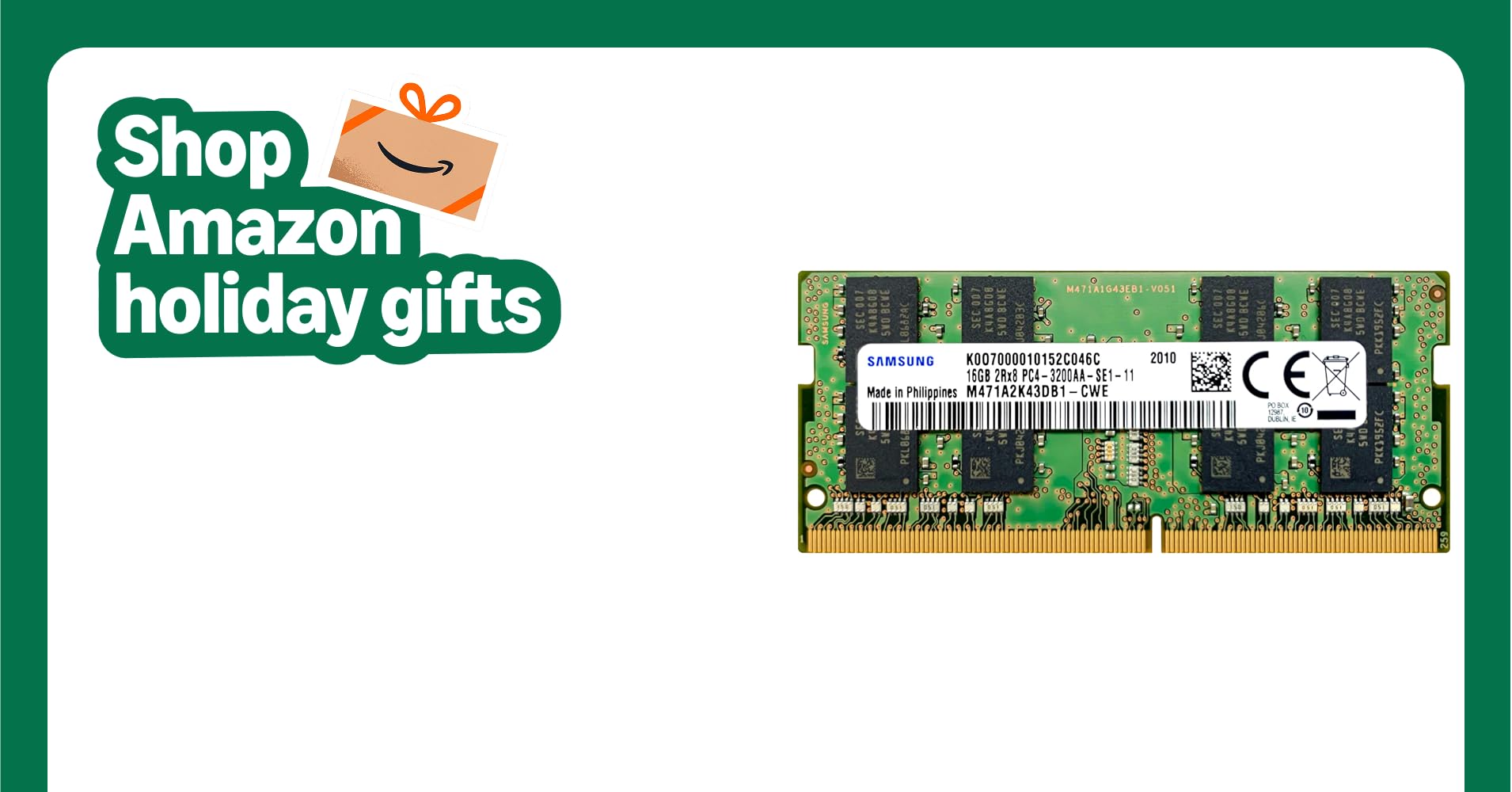 Samsung 16GB DDR4 3200MHz SODIMM PC4-25600 CL22 2Rx8 1.2V 260-Pin SO-DIMM Laptop Notebook RAM Memory Module M471A2K43DB1-CWE