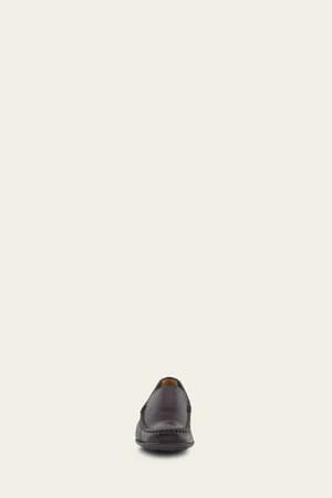 Image of Frye Lewis Venetian Loafers for Men Hand-Crafted with Antique Pull-Up Leather with Moccasin Construction, Full Rubber Outsole, and Modified Heel