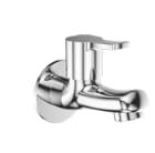 brass wall mounted bib cock tap for bathroom, kitchen & garden | high-flow water tap with wall flange | mirror chrome finish single lever faucet