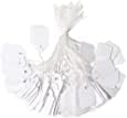 100 X New White Strung Swing Tie Tickets Price Label Tags Size Pack of 100pcs in 10 Sizes (55MM X 37MM OR E27)