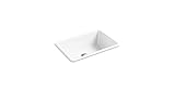 KOHLER 5708-0 Iron/Tones Cast Iron Bathroom Sink, 27' x 18-3/4' x 9-5/8' Top Mount or Undermount Single-Bowl Kitchen Sink, Drop In Kitchen Sink, White