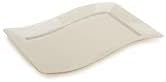 Pack of 10 - Elegant China-Like Reusable Plastic Wavy Rectangular Serving Plates/Small Trays/Dinner Plates - 6.5 x 10.5 inch (16 x 25 cm) - Bone/Ivory