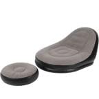 Inflatable Lounge Chair with Footstool, 150x100x85 cm, Grey and Black, Includes Air Pump-image-39