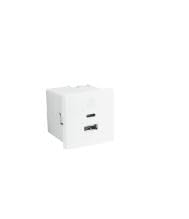Cargador Dual USB Tipo A y Tipo C de 2 Módulos en Color Blanco Mate para Empotrar