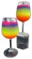 2Pc Wine Glass Set Rainbow Home Decor Decorative Glasses Reuseable Rainbow Pride Hand-Glittered Glass Art Premium Cocktail Mixed Drinks Glassware Barware Celebration Theme