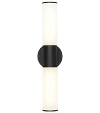 Image of 2-Light Bathroom Vanity Lighting Fixture, Black Wall Sconce with Opal White Glass, E26 Stocket Indoor Wall Lamp, Modern Mirror Light