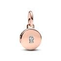 Charm plata rosada medalla que se abre con bisagra sutil 783066C01 1