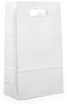 300ea – 8 X 4 X 13-5/8 White Die Cut Handle Bags Gusset – 4”