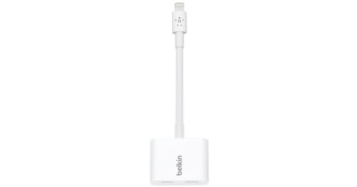 Belkin Lightning Audio + Charge Rockstar, iPhone Lightning Audio Adapter- White