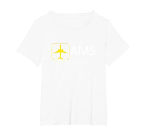 Amsterdam Airport Schiphol International Airport Tee T-Shirt, Women's Plus, White, 6X