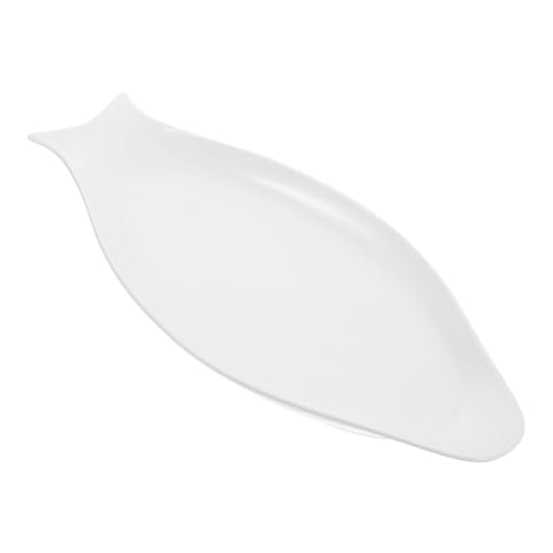 Artibetter Plato de Pescado Ovalado de Blanca con Diseño Creativo para Servir Aperitivos Sushi y Postres Resistente y Fácil de Limpiar para Restaurantes y Cenas Familiares