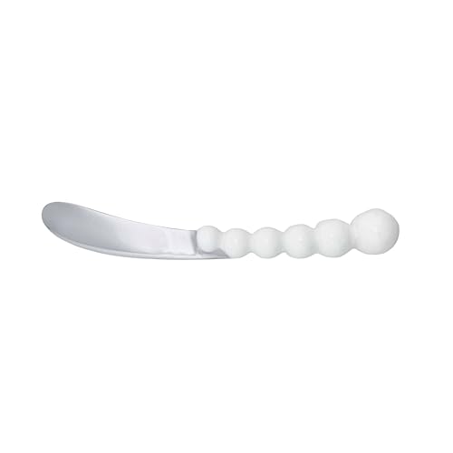 MARIPOSA WHITE PEARLED SPREADER | WHITE | BRILLANTE | TABLEWARE | SPREADERS & CHEESE KNIVES | RECYCLED SANDCAST ALUMINUM | HANDMADE IN MEXICO