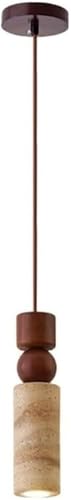 Nordic Style Adjustable Pendant Light Natural Travertine Wood Hanging Lamp