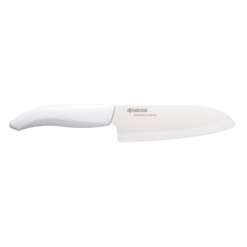 Kyocera Revolution 5-1/2-inch Santoku Ceramic Knife, White Handle, White Blade, 5.5-inch
