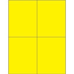 4.25 x 5.5 in. Fluorescent Yellow Rectangle Laser Labels