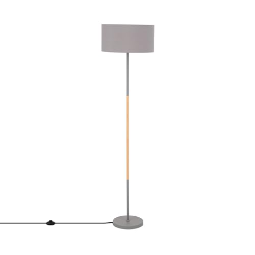 LEDKIA LIGHTING - Lámpara de Pie Silinda | Diseño Nórdico Elegante | Apta para Bombilla LED E27 | Uso Interior | Altura 159 cm | Color Gris, Textil y Metal