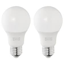 IKEA Ikea SOLHETTA Bombilla LED E27 470 lúmenes, globo blanco ópalo, paquete de 2