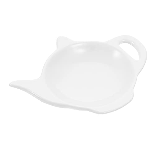 OUNONA Tea Bag Holder Ceramic Coaster Tea Accessory White Household Teabag Tray