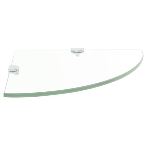 Tomostar Étagère d'angle en Verre Trempé, Étagère Salle de Bain Murale ave Supports chromés Verre Transparent 25 x 25 cm