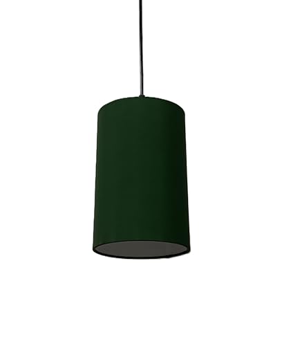 Image of Cylinder Print Hanging Shade Classic Pendant Cylinder Lamp Shade, Decorative Light Lamp, Hanging Spotlight with Fixture (Dark Green)