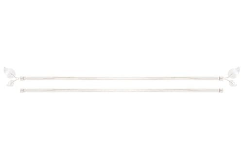 Miniatura 4 de Barra De Cortina Extensible Doble De Metal Vintage Blanca Minimalista Para Dormitorio Circulos De 120-210 Cm Circulos