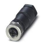 SACC-M12FST-3PECON-PG11-M, Power connectors, 4-Position, Socket Straight M12, T-Coded, Screw Connection, Knurl Material: Zinc die-cast, Nickel-Plated, Cable Gland Pg11, External Cable Diameter