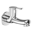 brass long body bib cock tap with wall flange for bathroom, washbasin & kitchen | extended body water tap with mirror chrome finish | single lever high flow faucet