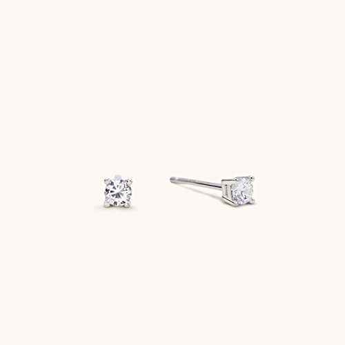 925 Sterling Silver 4 Prong Cubic Zirconia Stud Earrings for Women, Hypoallergenic, Sizes 2mm-6mm3