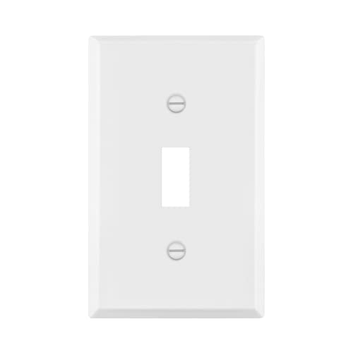 Image of ENERLITES Toggle Light Switch Metal Cover Plate, Wall Plate, Corrosion Resistant, Standard Size 1-Gang 4.50 inch x 2.76 inch, Powder Coated Stamped Steel, 7711-WM, White Matte | Fits standard toggle switches; Rust-proof stamped steel; Smooth matte finish; Standard 1-gang; 7711-WM