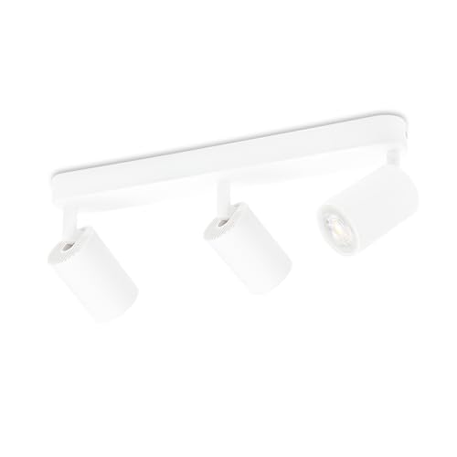 KYOTECH Lámpara de Techo LED Blanca Con 3 Focos GU10 Orientables y Giratorios   Plafón Para Dormitorio, Salas   Sin Bombilla