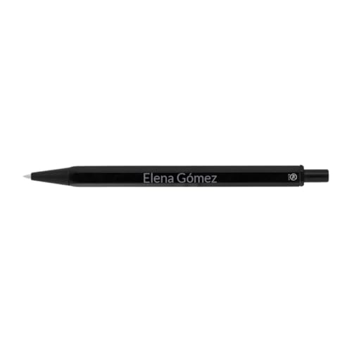DEREGALOOS Bolígrafo Personalizado Grabado Láser de Aluminio Reciclado. Bolígrafo Ecológico con Tinta Azul. Diseño Minimalista y Elegante. Ideal para Oficina, Regalo Corporativo y Eventos (Negro)