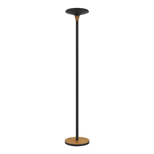 Unilux BALY Lampadaire LED 44W 5300 Lumens à Variation d'Intensité lumineuse 180 x 34cm Noir/Bamboo