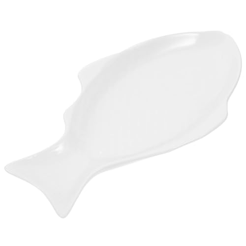 KICHOUSE White Ceramic Fish Plate Coastal Dishes Serving Set Lids Fish Shape Dinnerware Set for Restaurant Home