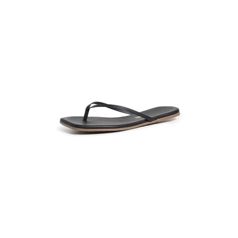 TKEES Women's Square Toe Lily Flip Flops, Black, 8 Medium US Cover