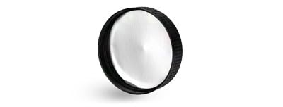 70mm Plastic Caps, Black Polypropylene Ribbed Caps w/Induction Liners