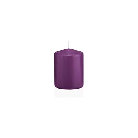 INNA-Glas Vela Columna/Cirio Maeva, Violeta, 8cm, Ø6cm, 29h Vela de Mesa - Candela Cover