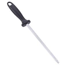 Professional Carbon Steel Black Knife Sharpening Tool, 12 Inch Knife Blade Sharpener Honing Rod, Kitchen Sharpening Rod Stick (Pk of 1)