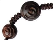 Sine Cera Jujube Wood 5 Decade Catholic Rosary, Laser Engraved Centerpiece, Smooth 10/12mm Rose Carved Beads - Image 4