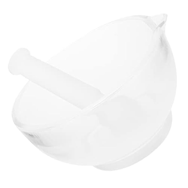 Happyyami Garlic Smasher Household Pestle Glass Grinding Bowl Medicine Crush Pot Seasoning Spices Pestle Ergonomic Garlic Crushing Jar for Kitchen