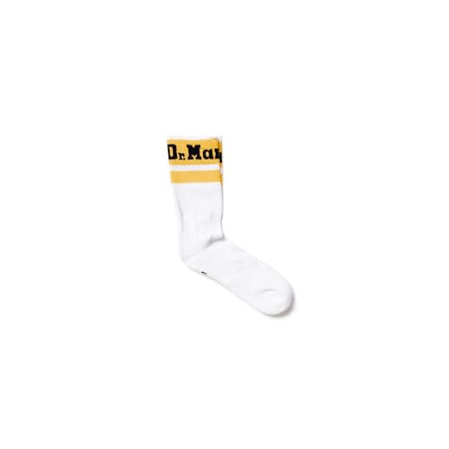 Dr. Martens Athletic Logo Cotton Blend Socks, White/Yellow, Small/Medium
