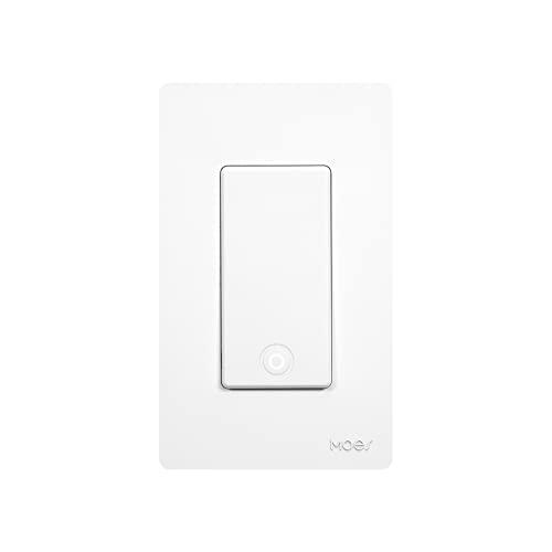 MOES Touch Wall Smart Switch， 2.4GHz WiFi Light Switch Works with Smart Life/Tuya App, Alexa and Google Home, Single Pole, White 1 Gang