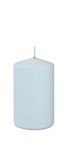 innaGLAS Bougie Pilier LYCANTHIA, Frosted Pastel, Bleu Ciel, 10cm, Ø6cm, 33h - Bougie Votive