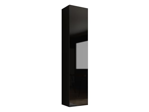 Mirjan24 Hängevitrine Vigo 180, Vitrinenschrank, Grifflose Öffnen, Farbauswahl, Stauraumvitrine Hochschrank, Wohnzimmer Highboard, Schrank, Modernes Vitrine (Schwarz/Schwarz Hochglanz)